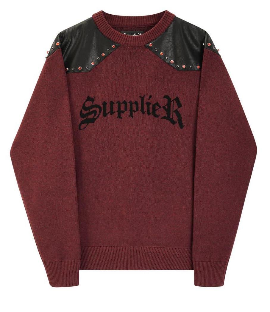 SUPPLIER Studs Knit寶石彩鑽拼接LOGO大學Tee