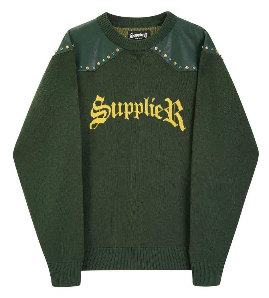 SUPPLIER Studs Knit寶石彩鑽拼接LOGO大學Tee