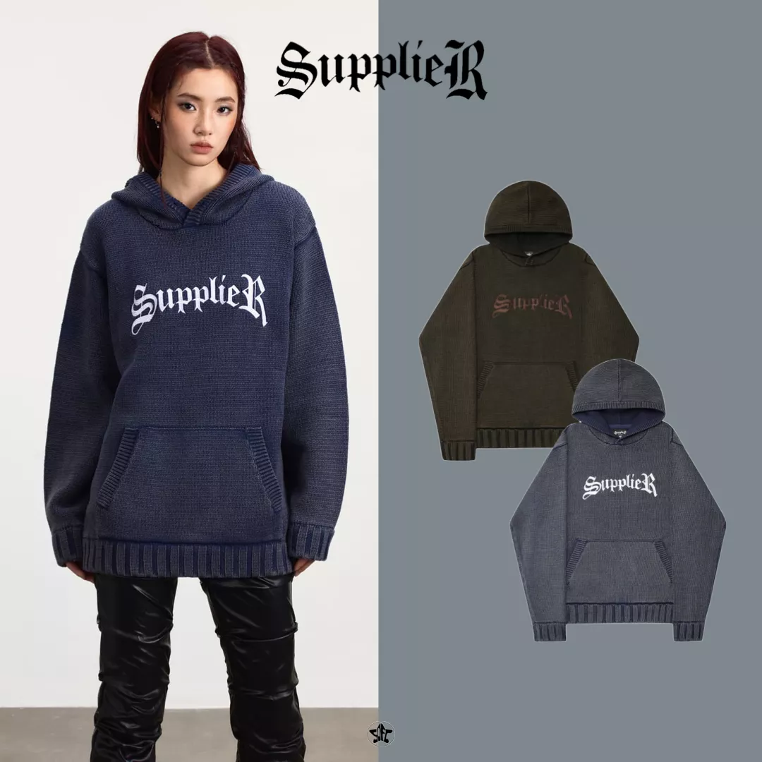 SUPPLIER Washed Logo Knit Hoodie帽Tee