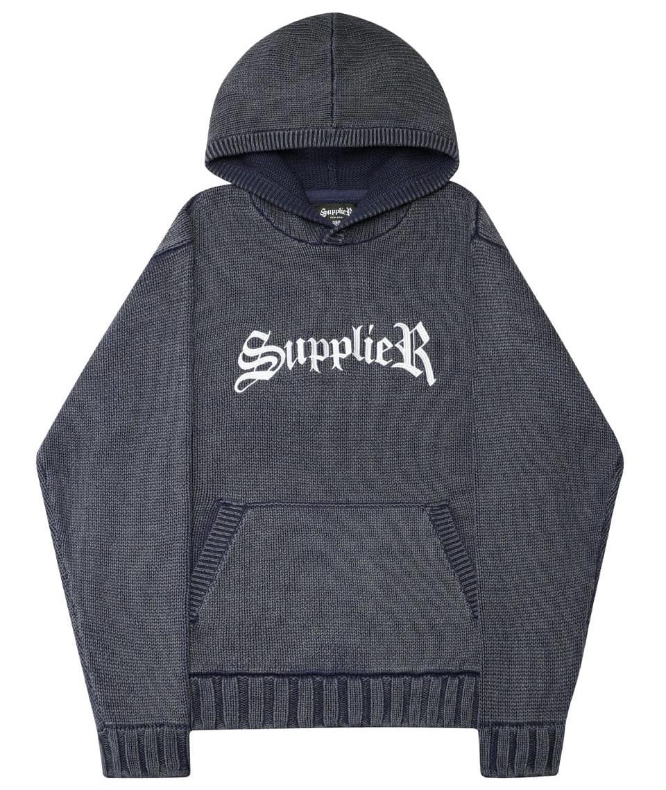 SUPPLIER Washed Logo Knit Hoodie帽Tee