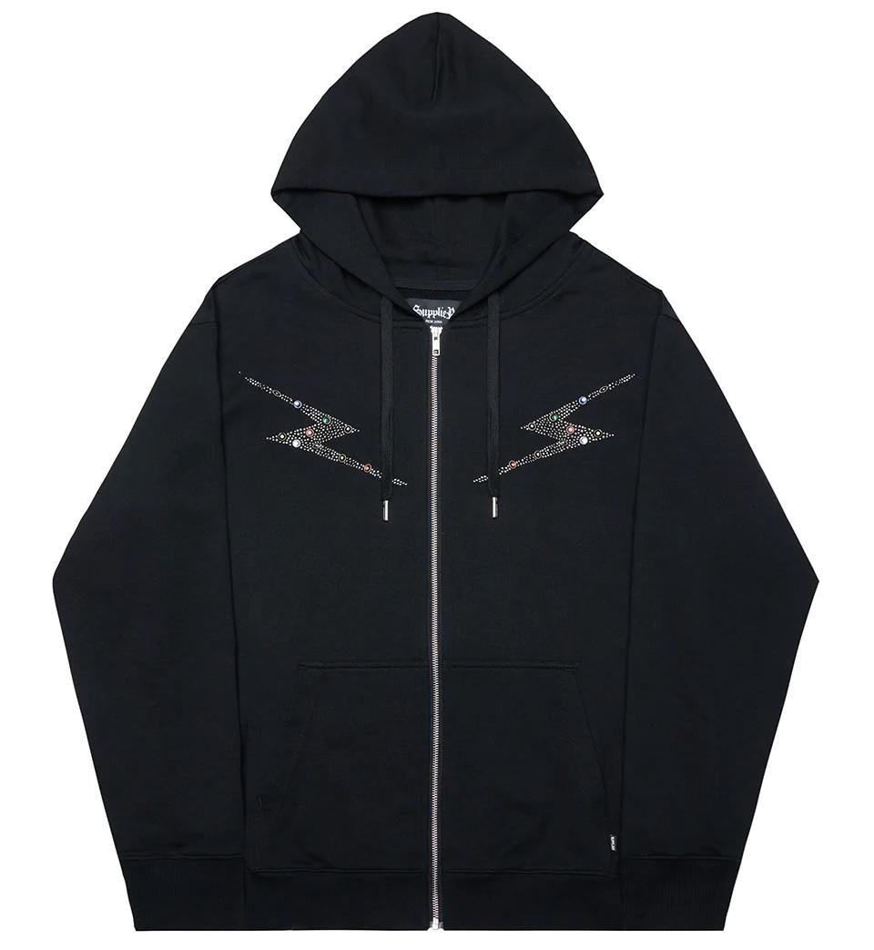 SUPPLIER Lightning Rhinestone Zip Hoodie連帽外套