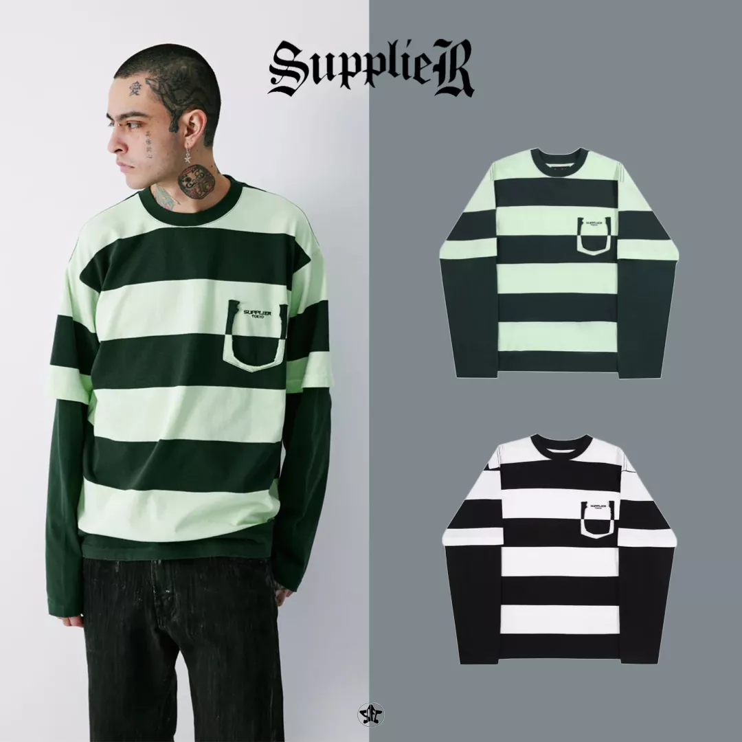 SUPPLIER Layered Border Long Sleeve長Tee