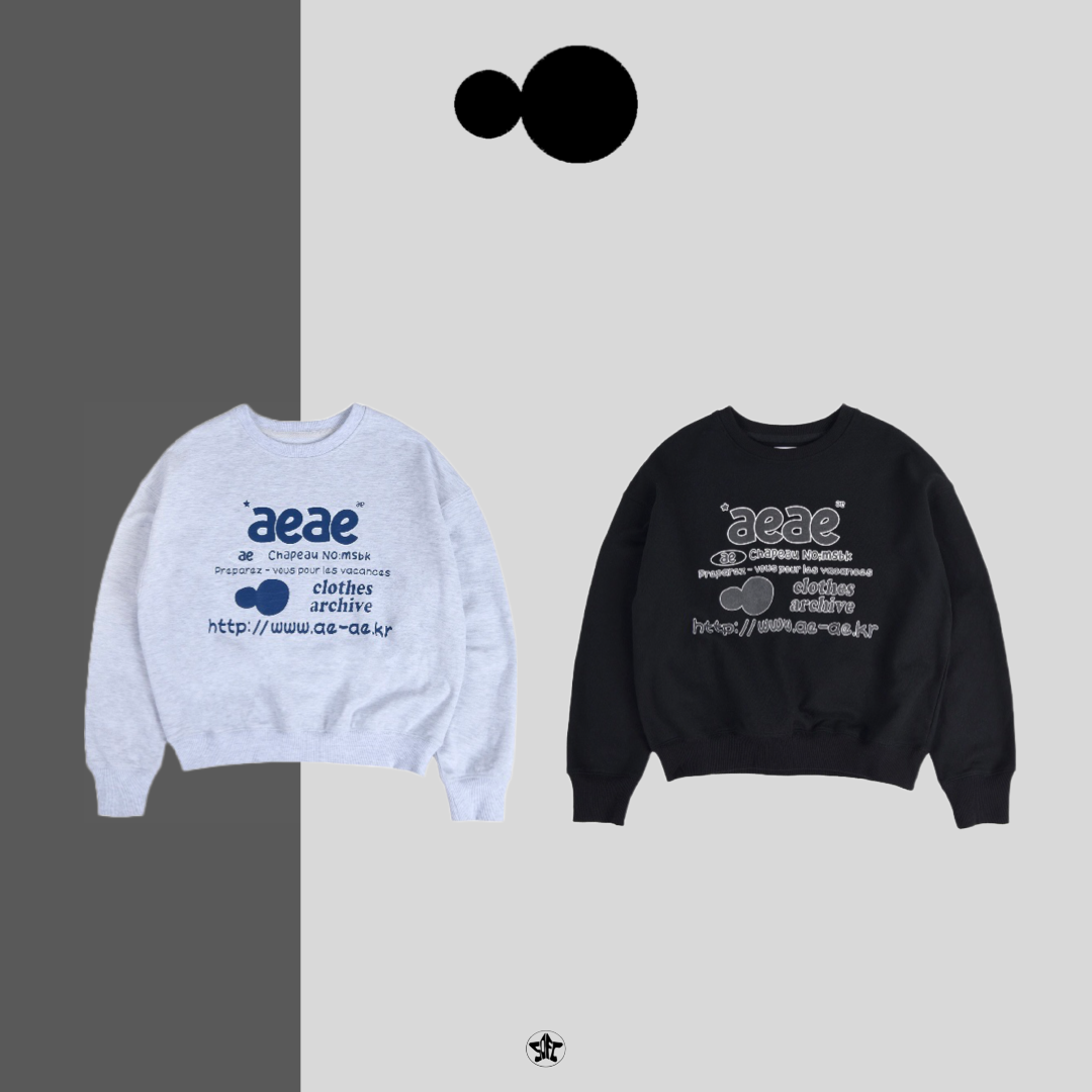 aeae DOODLE WEB LOGO CROP SWEATSHIRTS短版大學Tee