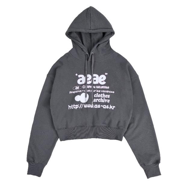 aeae DOODLE WEB LOGO CROP HOODIE短版帽Tee