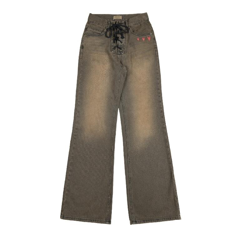 aeae HEART EMBROIDERY JEANS水洗喇叭牛仔褲