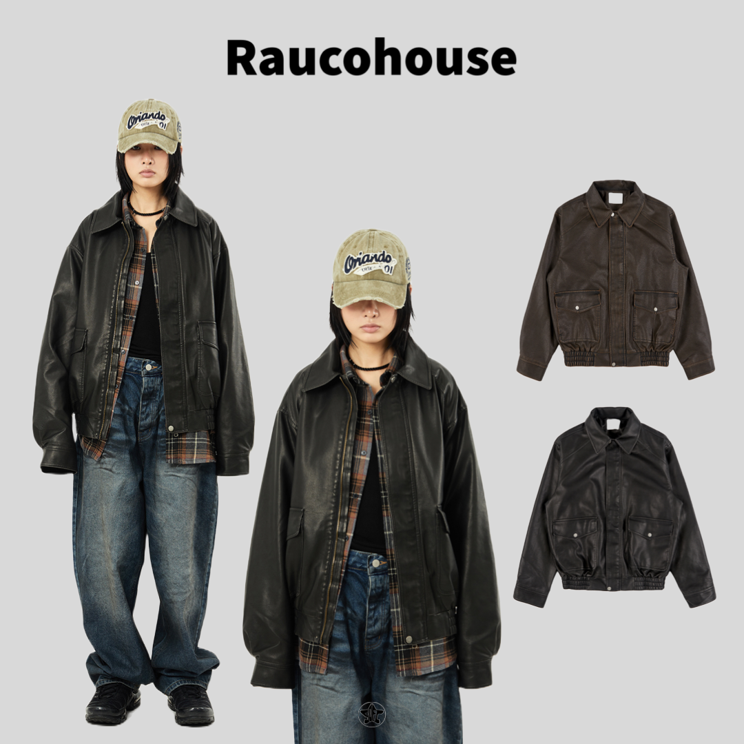 Raucohouse 復古翻領軟皮革夾克