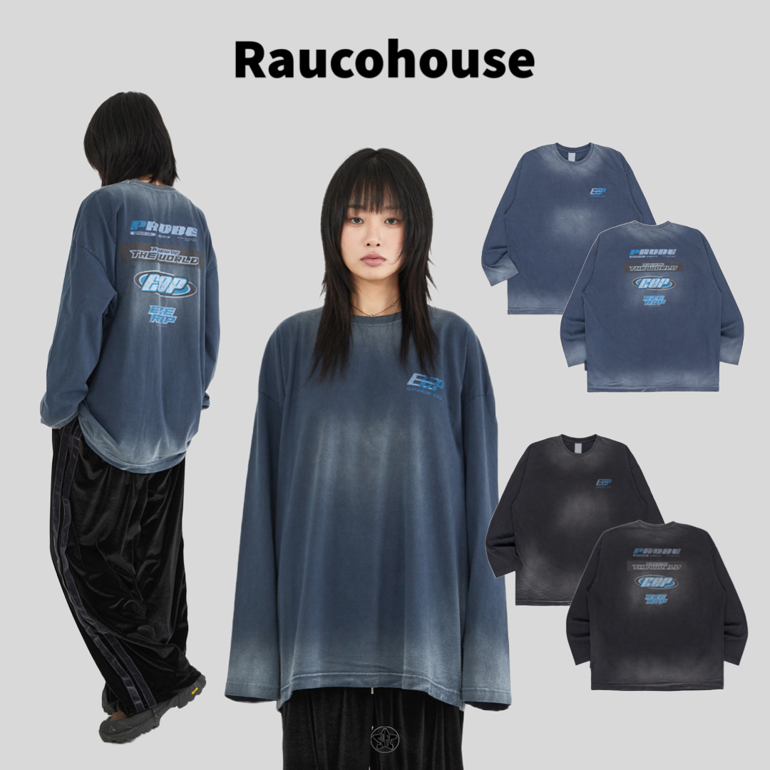 Raucohouse 美式水洗漸層仿舊長Tee