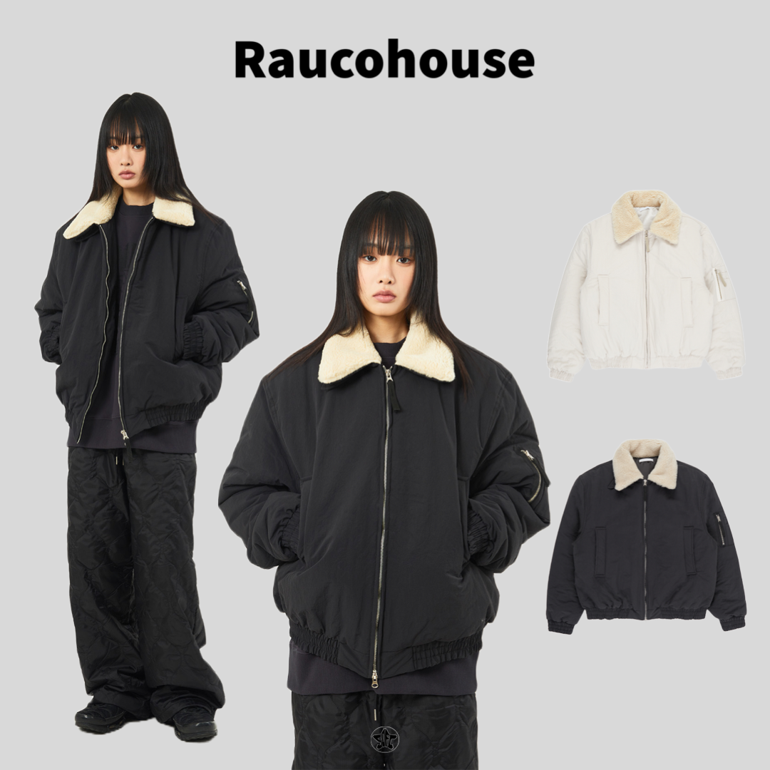 Raucohouse絨毛翻領MA-1羽絨外套夾克