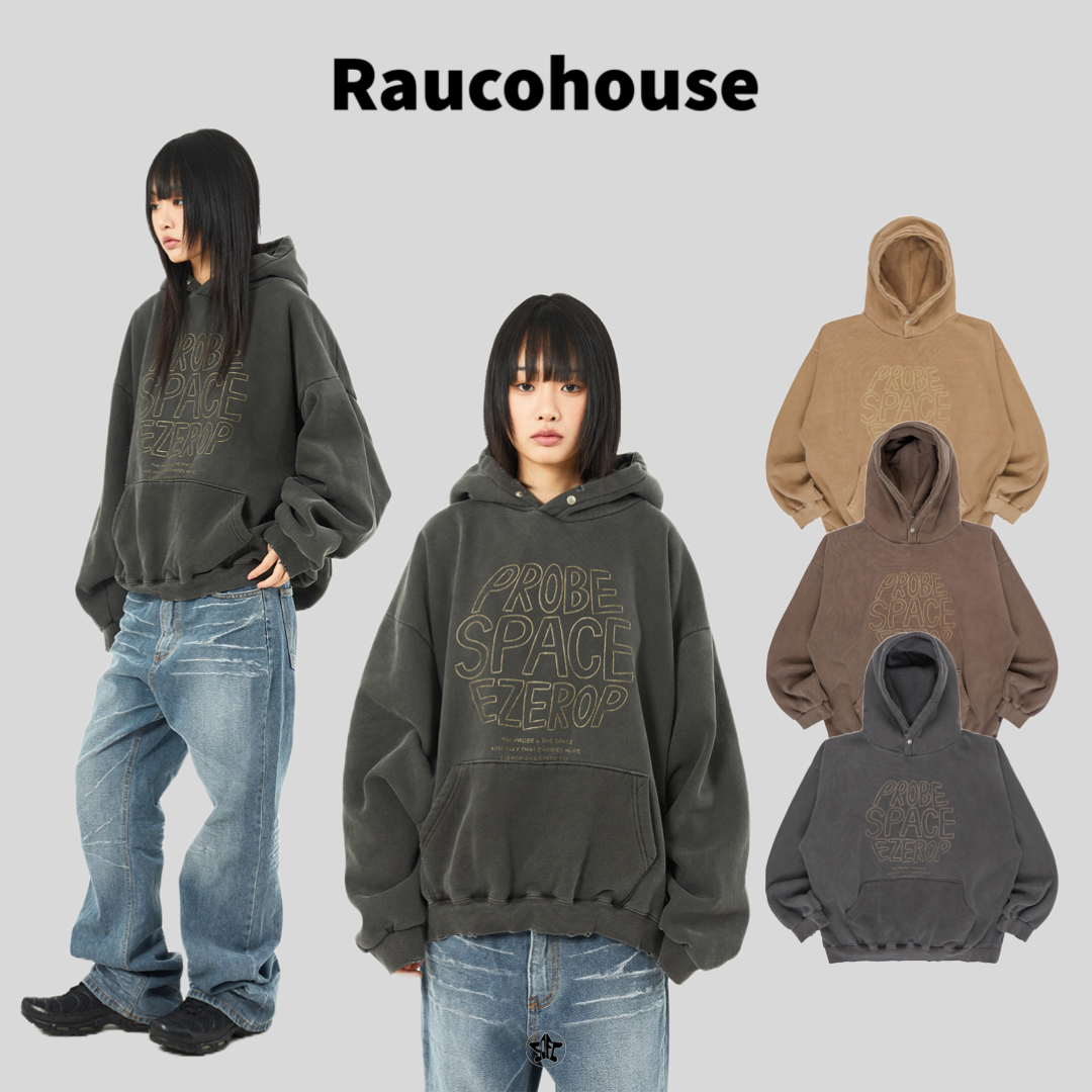 Raucohouse 仿舊破損美式字母圓體印花帽Tee