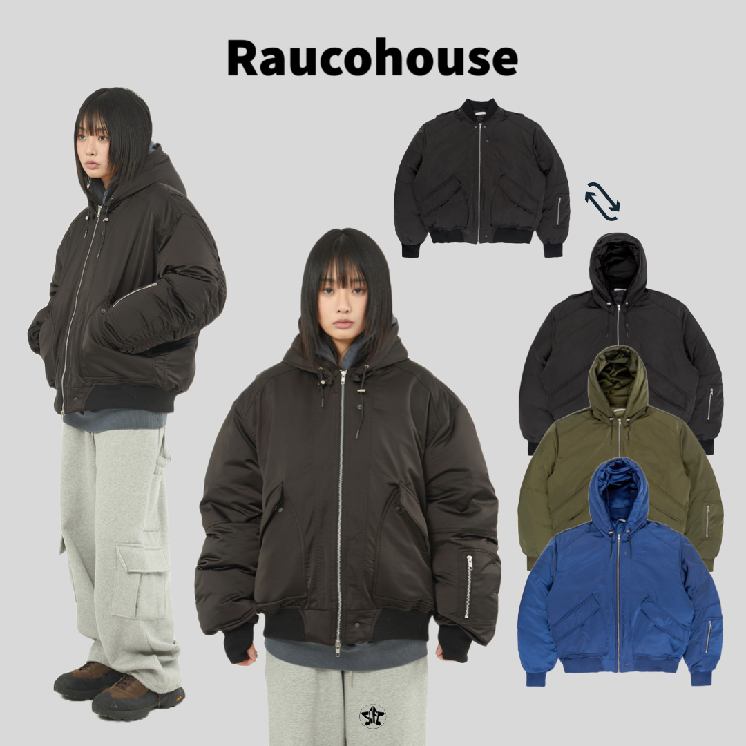 Raucohouse 可拆式連帽羽絨MA-1飛行夾克外套