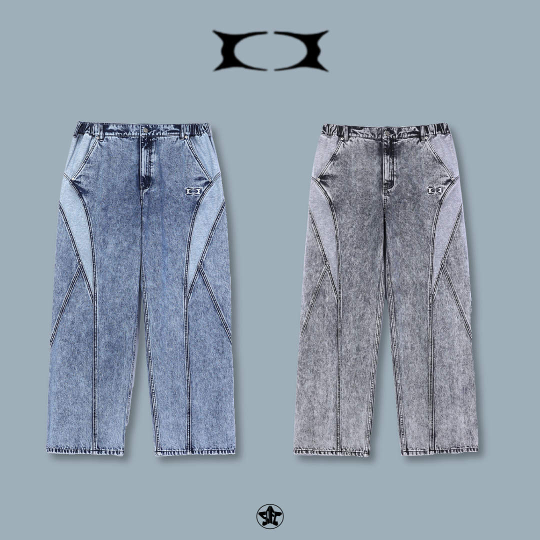 CRITIC COLOR BLOCK DENIM PANTS水洗線面板牛仔褲