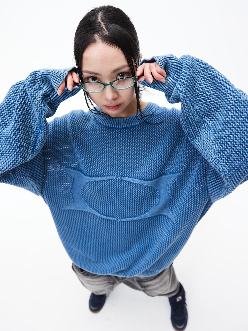 CRITIC WORMHOLE LOGO NATURAL DYEING MESH KNIT大學Tee