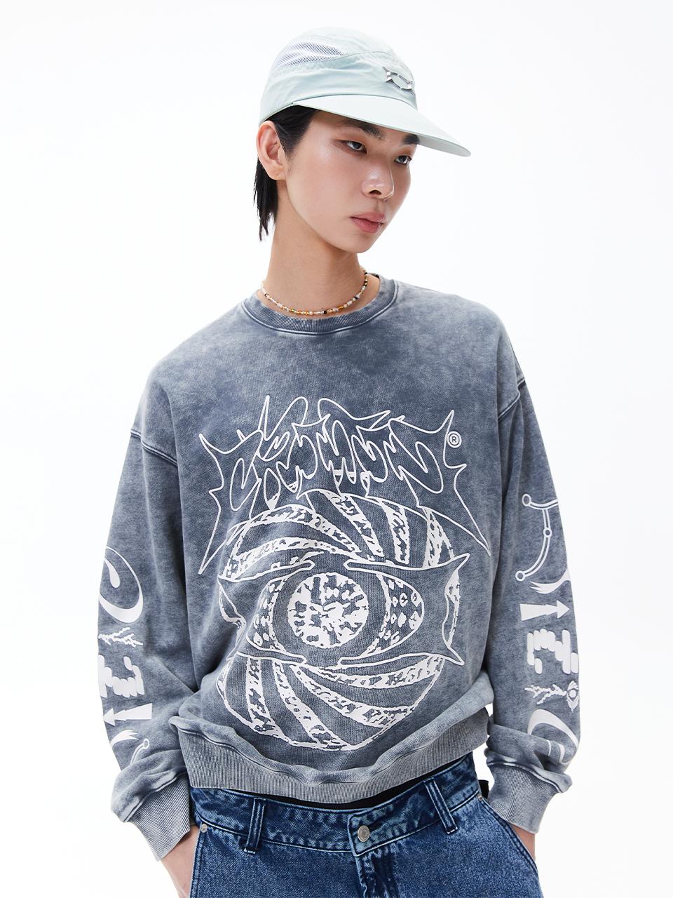 CRITIC WORMHOLE SNOW DYEING SWEATSHIRTS水洗大學Tee