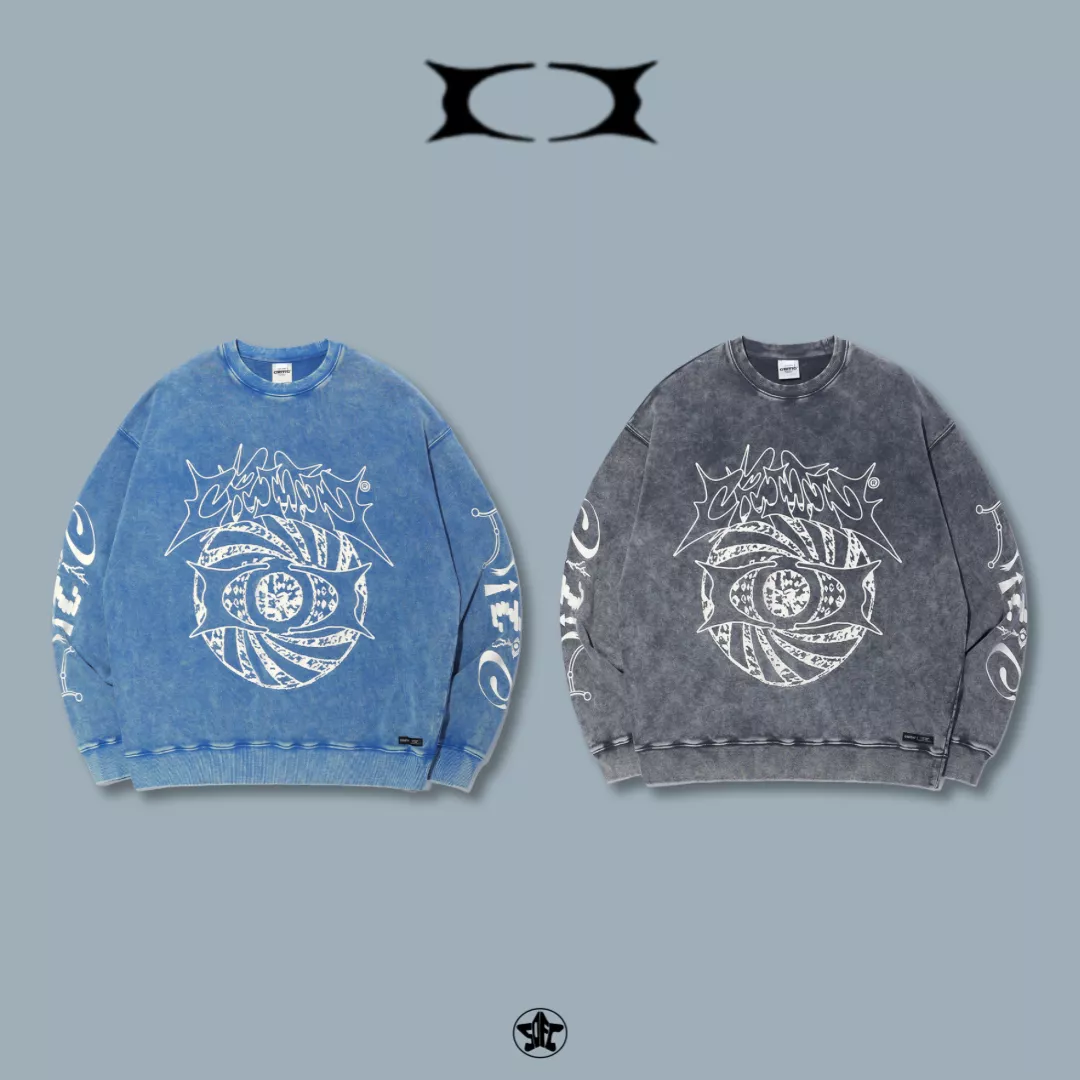 CRITIC WORMHOLE SNOW DYEING SWEATSHIRTS水洗大學Tee