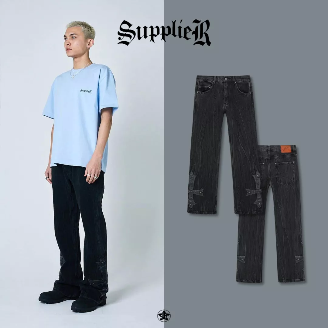 SUPPLIER Studs Cross Denim長褲