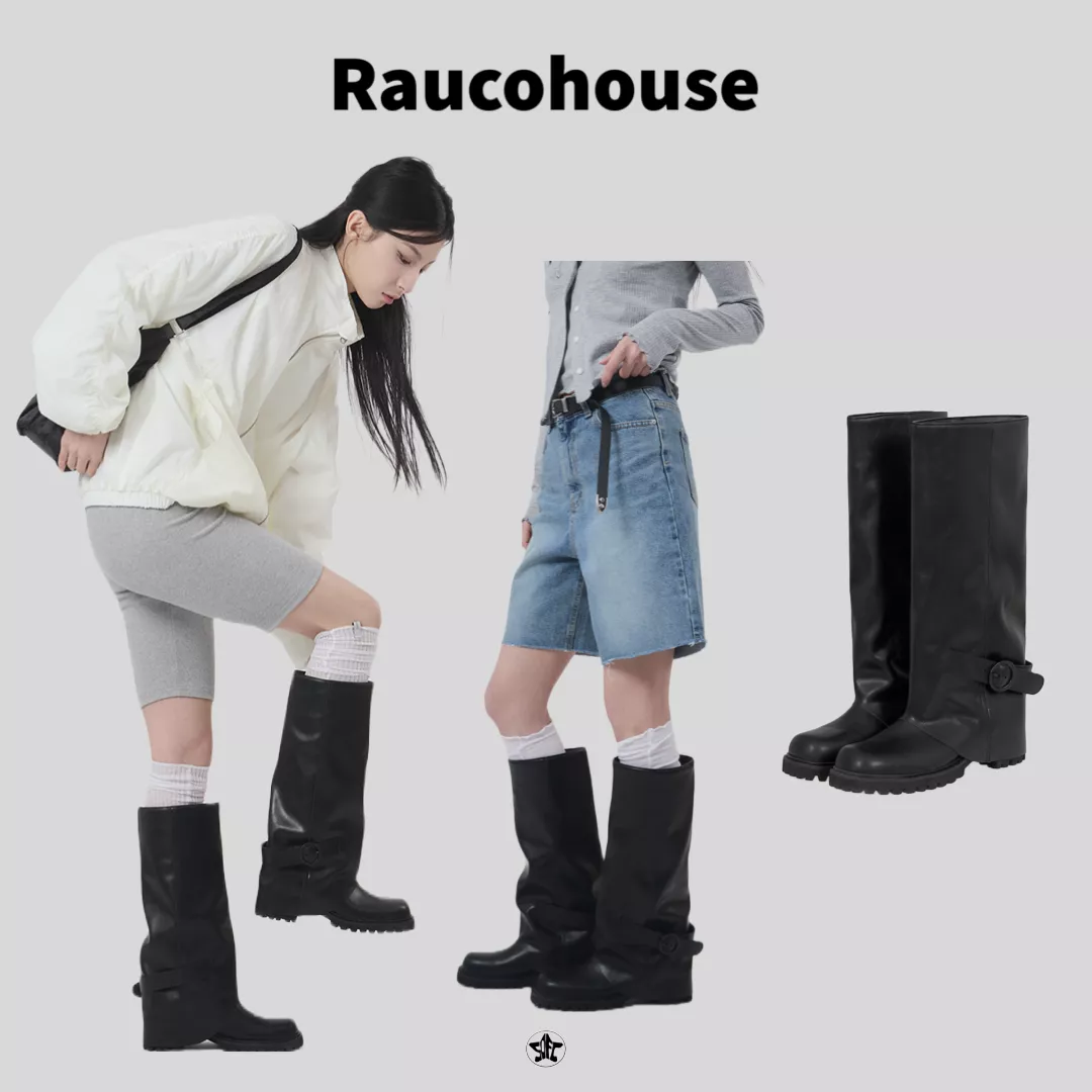 Raucohouse 軟皮革牛仔膝下靴