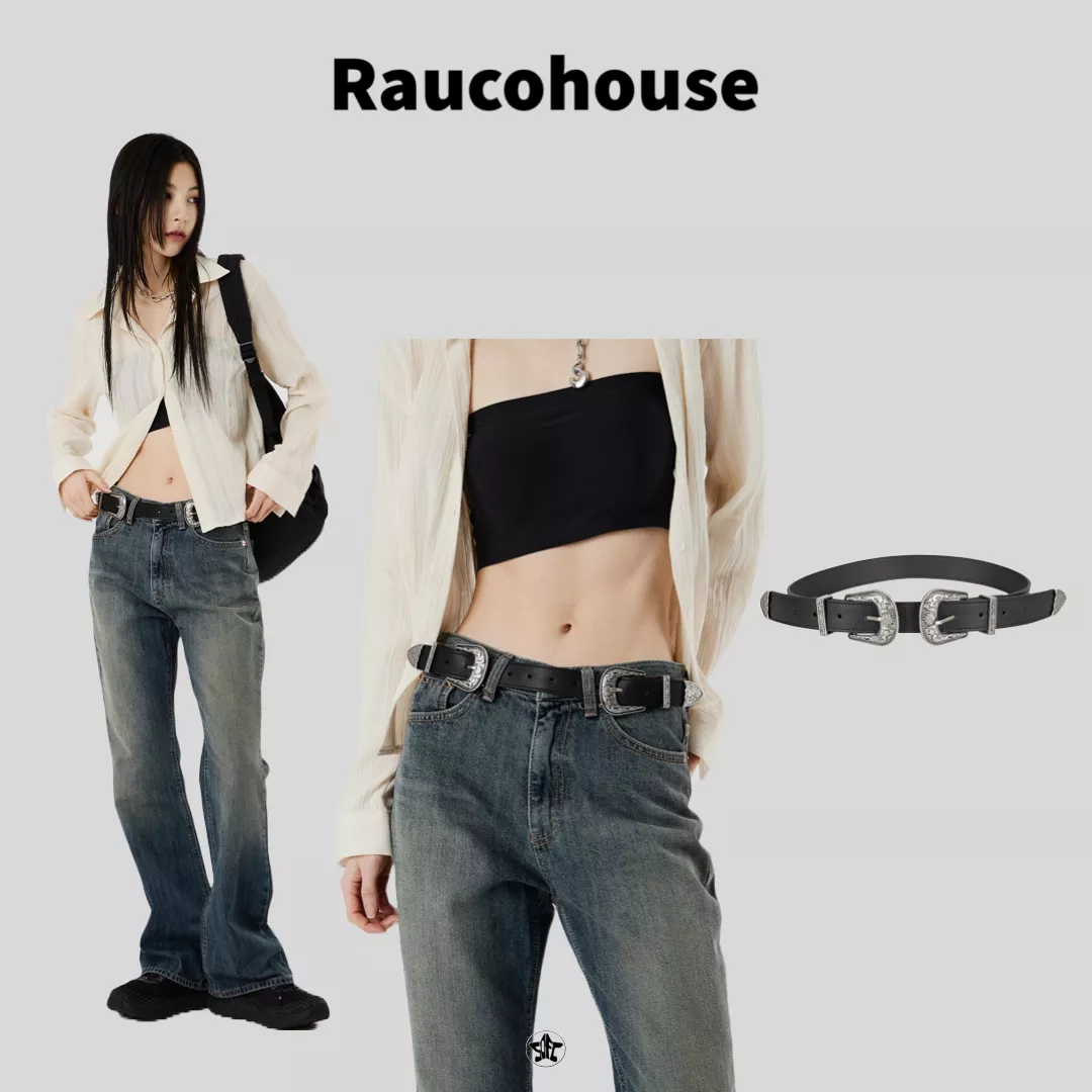 Raucohouse 雙古董扣皮革腰帶