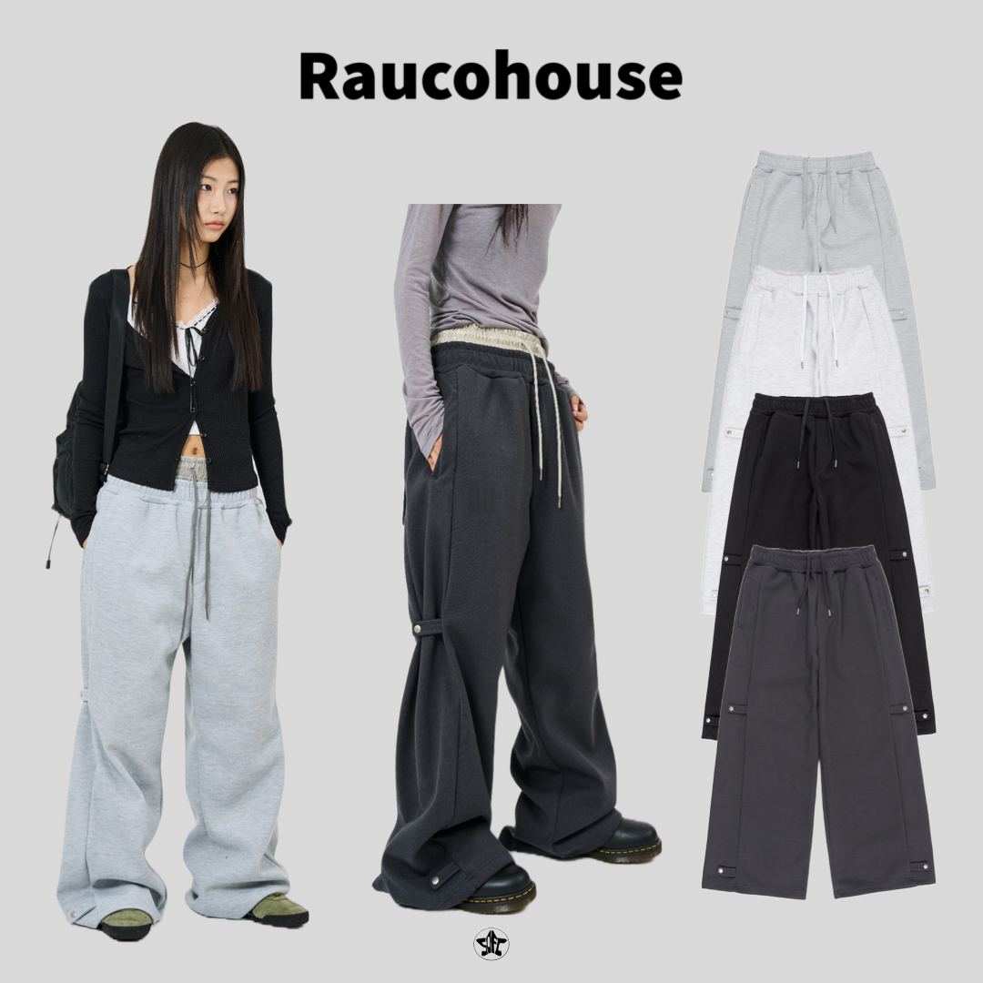 Raucohouse側扣造型運動棉褲