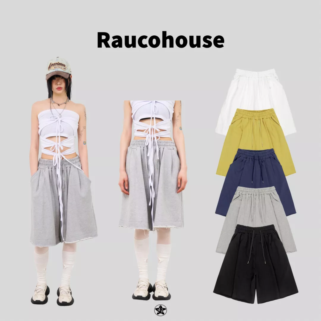 Raucohouse抽鬚粗糙剪裁七分褲