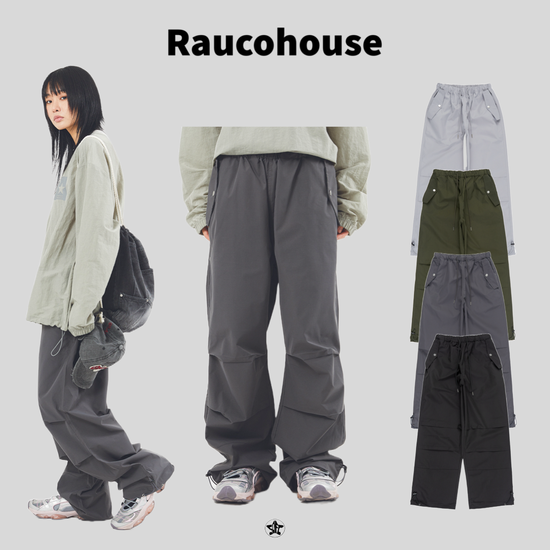 Raucohouse 尼龍傘狀打褶寬闊褲