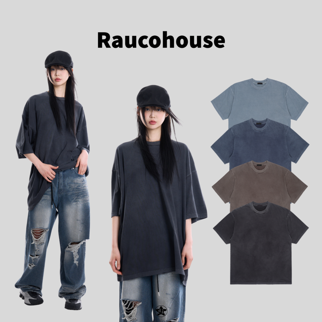 Raucohouse 水洗仿舊素色百搭短Tee