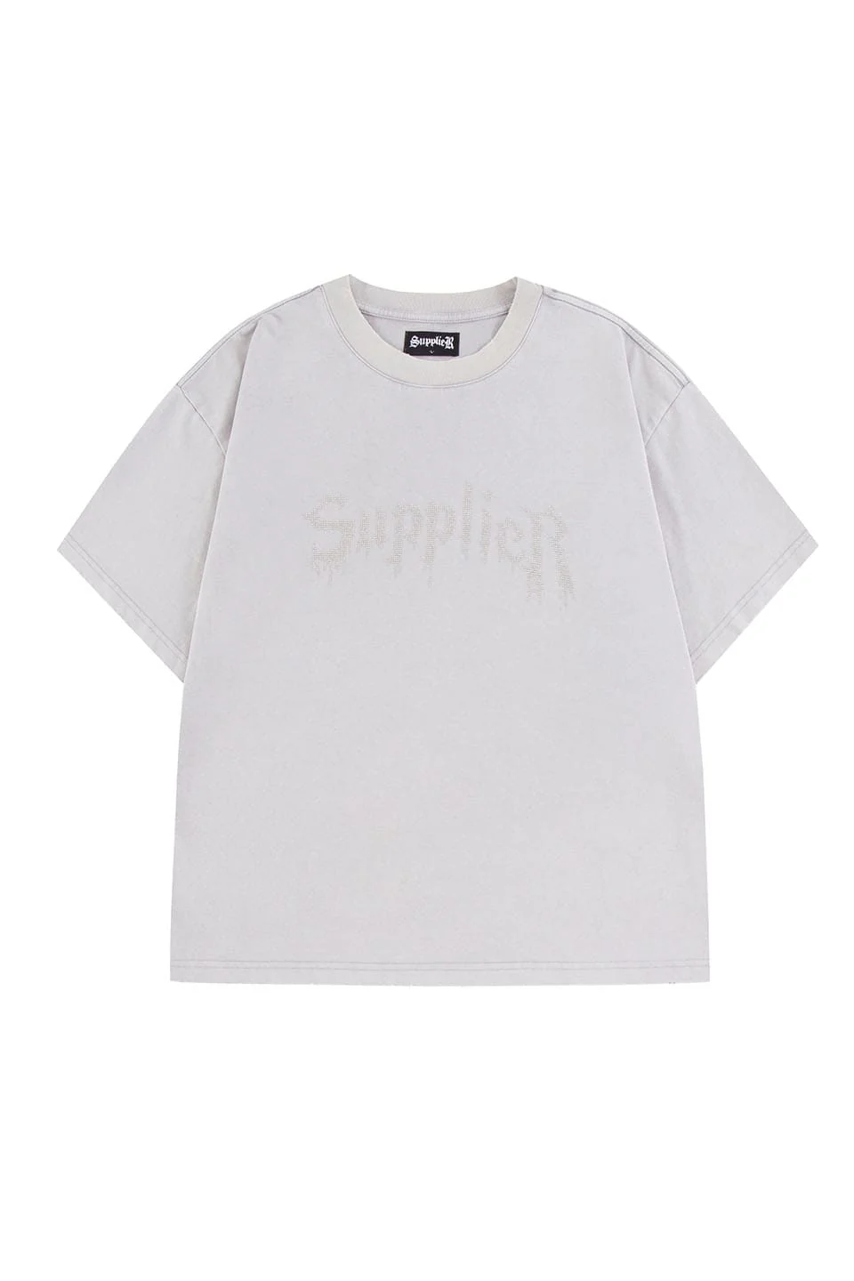 SUPPLIER Vintage Wash Rhinestone Iron Logo 短Tee