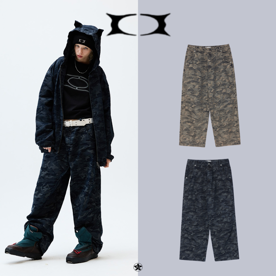 CRITIC CAMO WASHING 4 TUCK SET UP DENIM PANTS