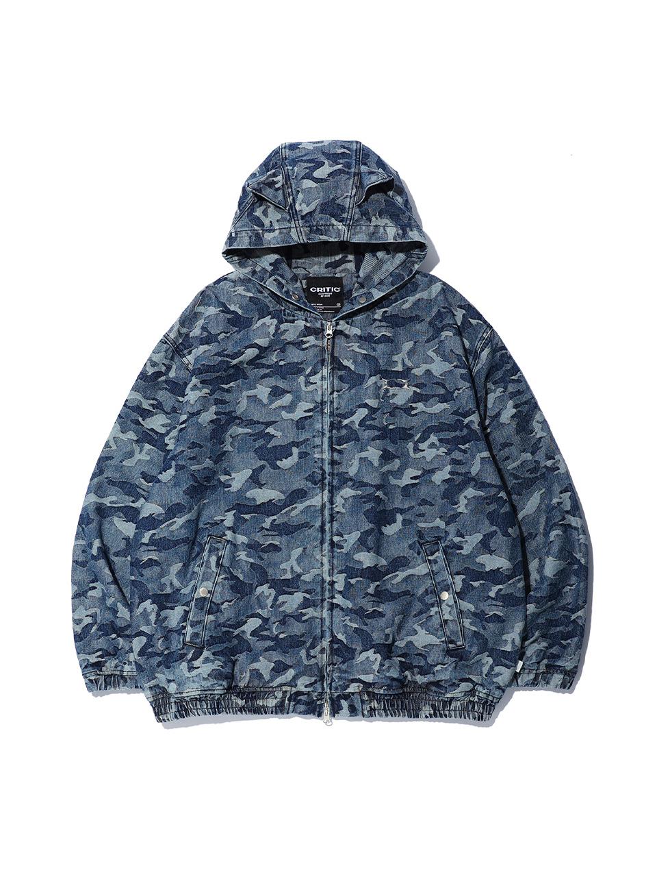 CRITIC DEVIL EARS CAMO WASHING SET UP DENIM HOODY ZIP UP