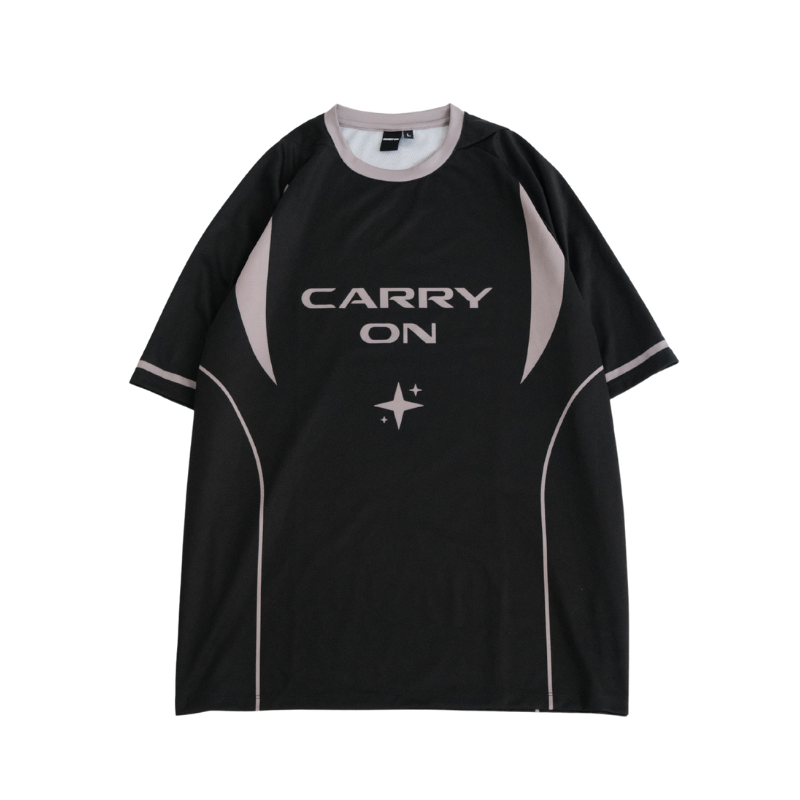 CARRYON Soccer Jersey拼接透氣落肩短Tee