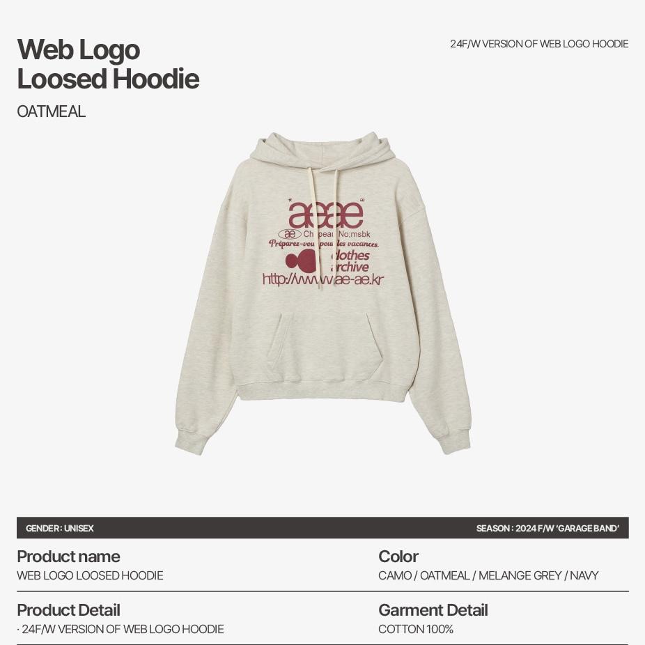 aeae WEB LOGO LOOSED HOODIE