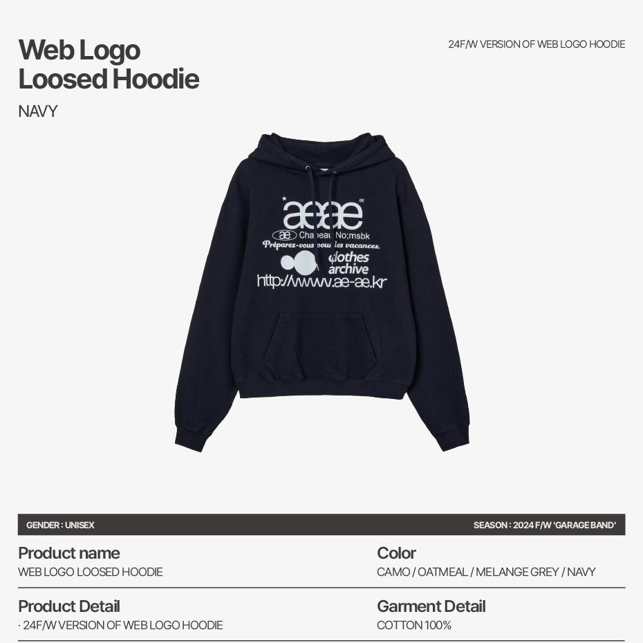 aeae WEB LOGO LOOSED HOODIE