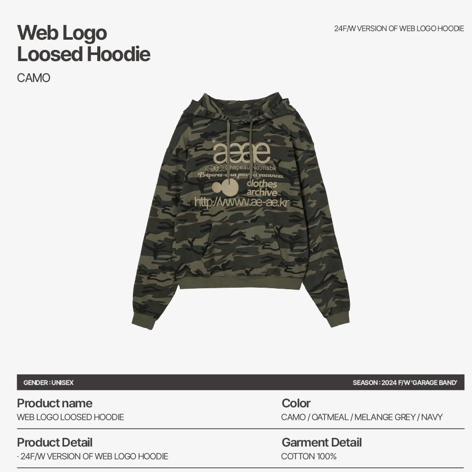 aeae WEB LOGO LOOSED HOODIE