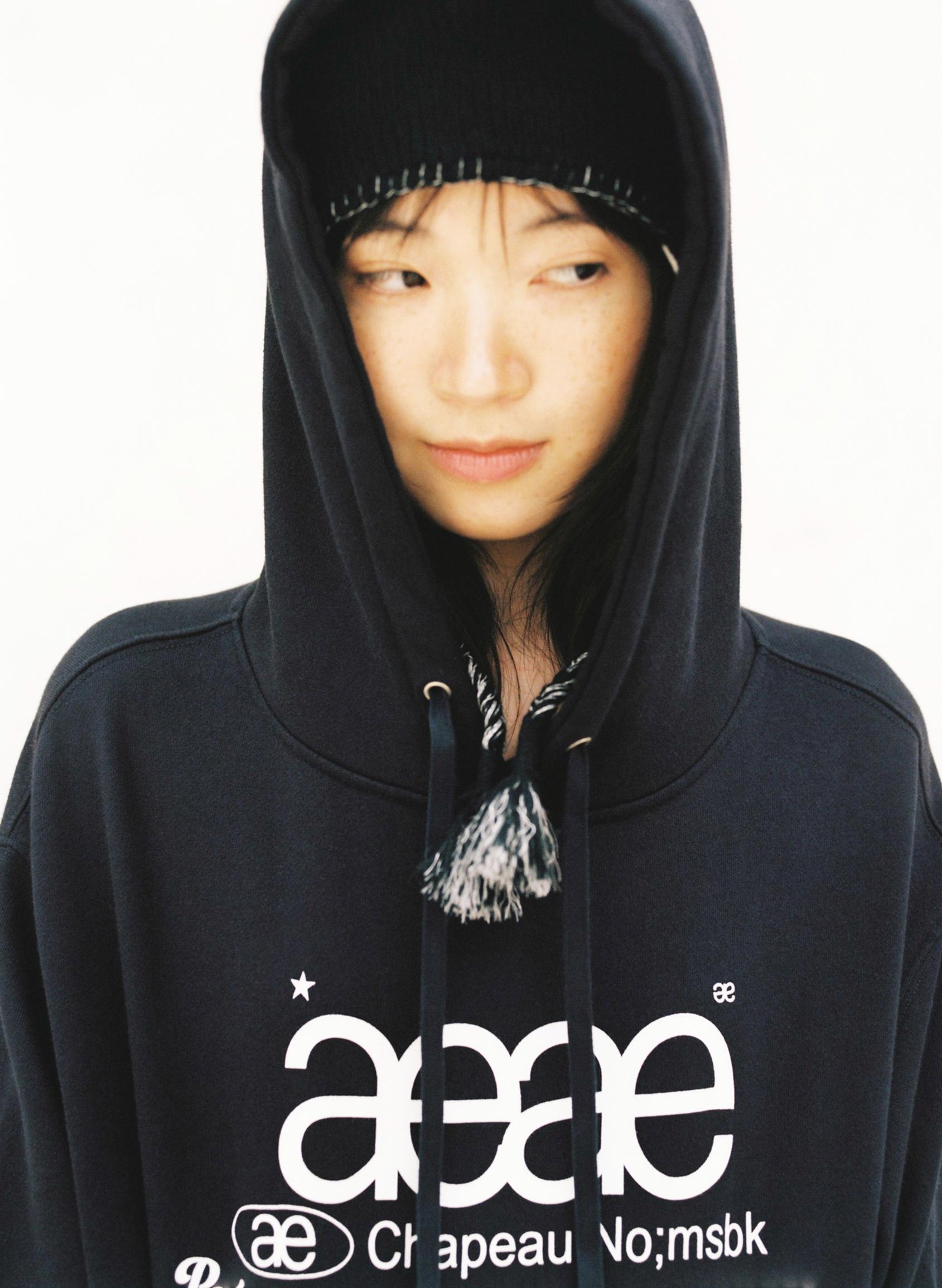 aeae WEB LOGO LOOSED HOODIE