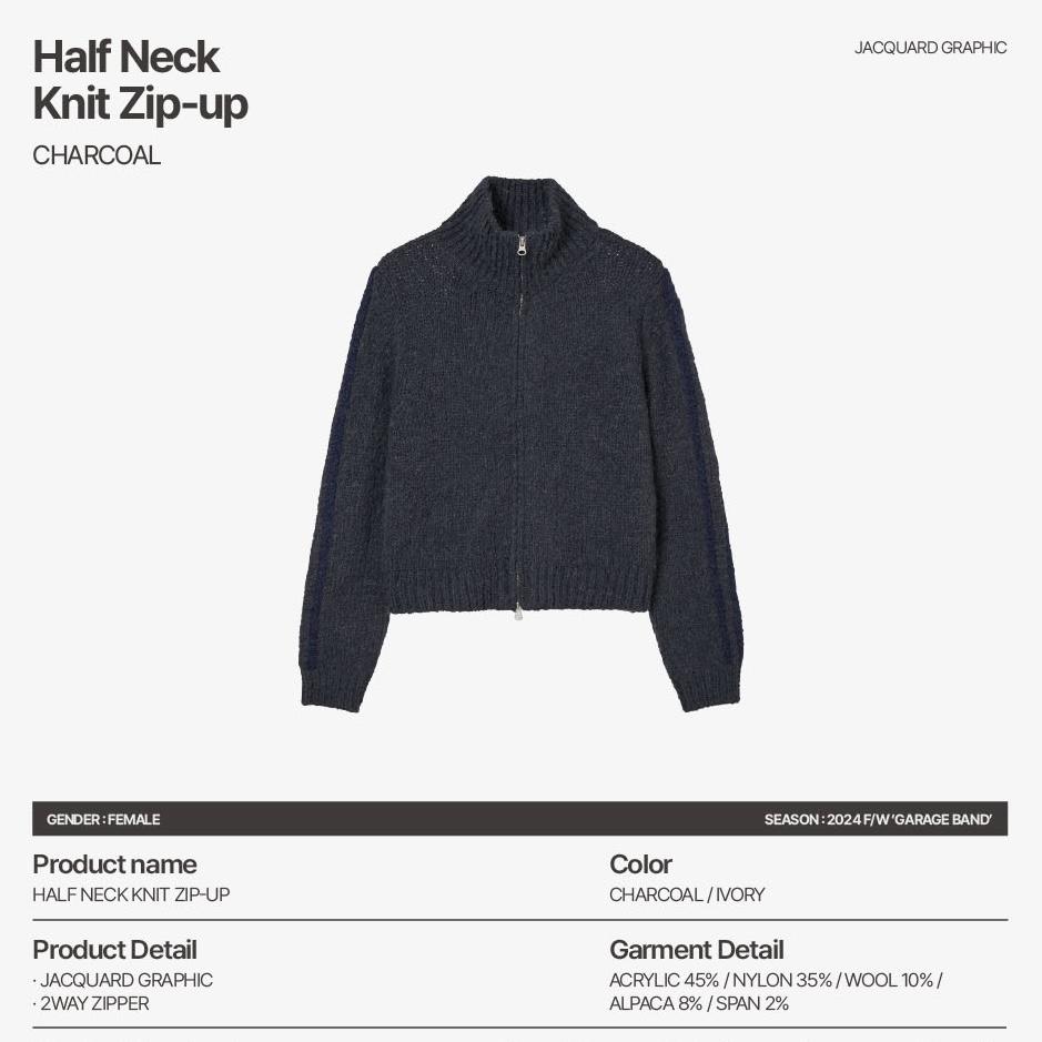 aeae HALF NECK KNIT ZIP-UP