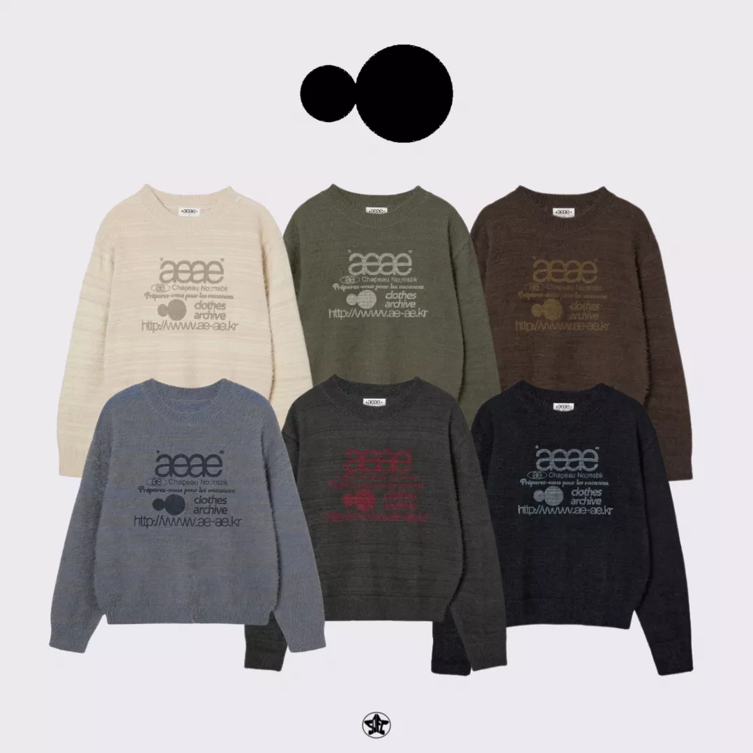 aeae WEB LOGO CROP HAIRY KNIT