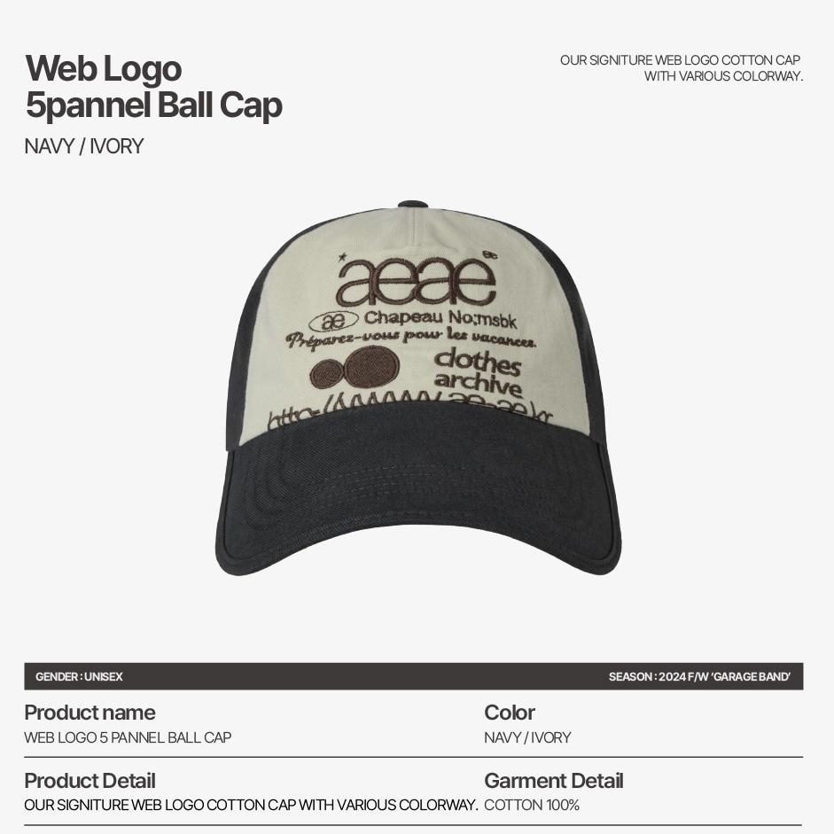 aeae WEB LOGO 5 PANNEL BALL CAP