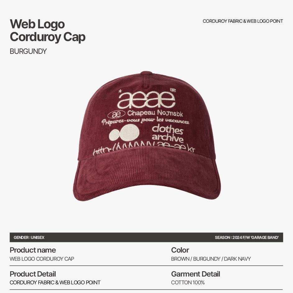 aeae WEB LOGO CORDUROY CAP