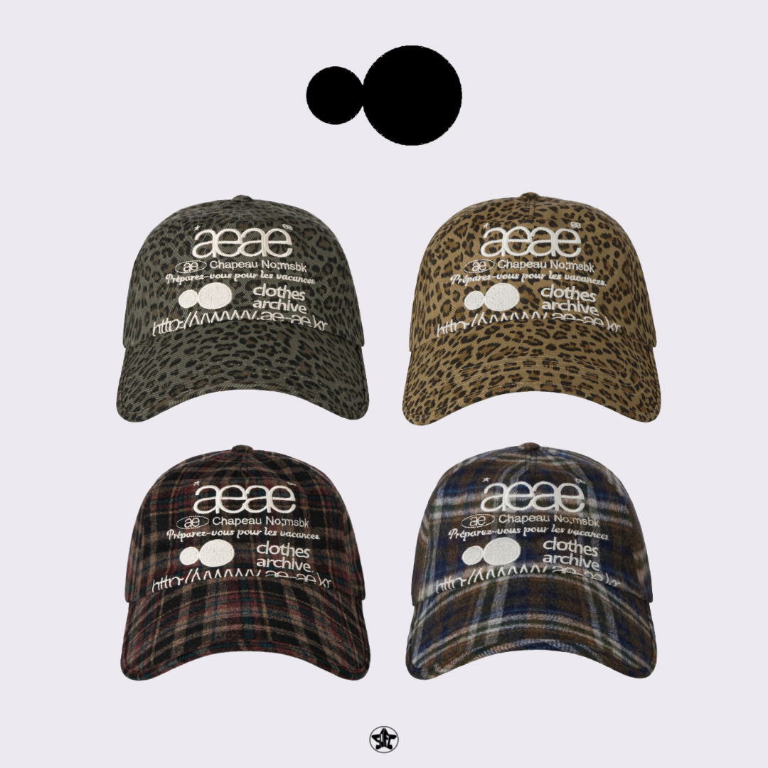 aeae WEB LOGO LEOPARD / WOOL CHECK CAP