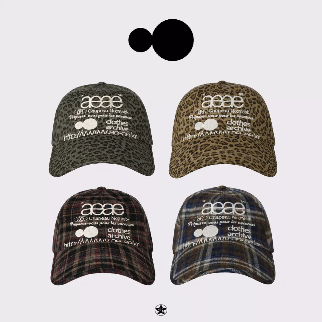 aeae WEB LOGO LEOPARD / WOOL CHECK CAP