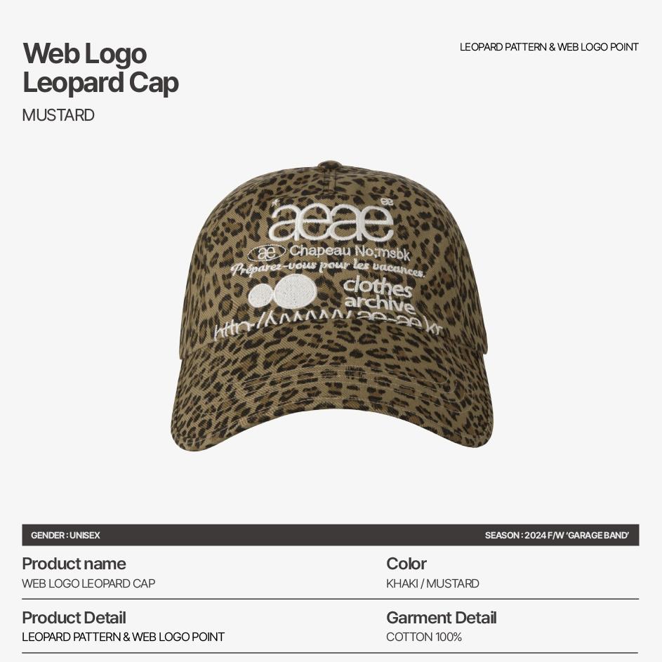 aeae WEB LOGO LEOPARD / WOOL CHECK CAP