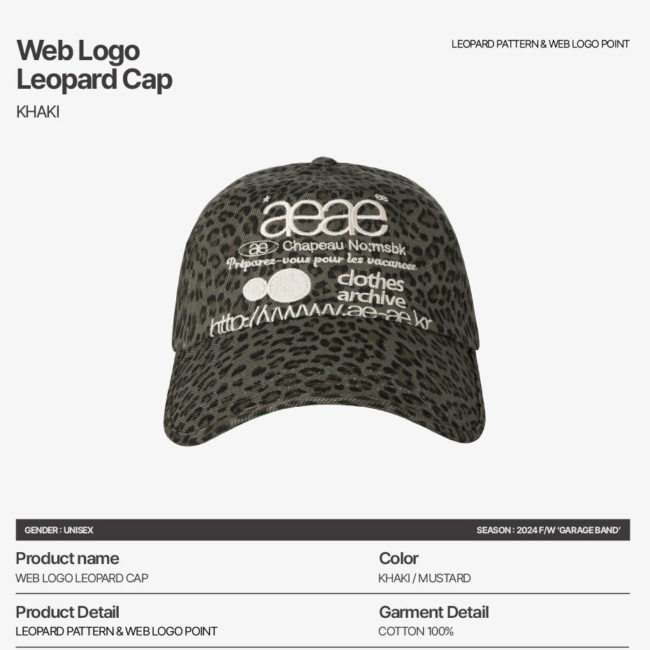 aeae WEB LOGO LEOPARD / WOOL CHECK CAP