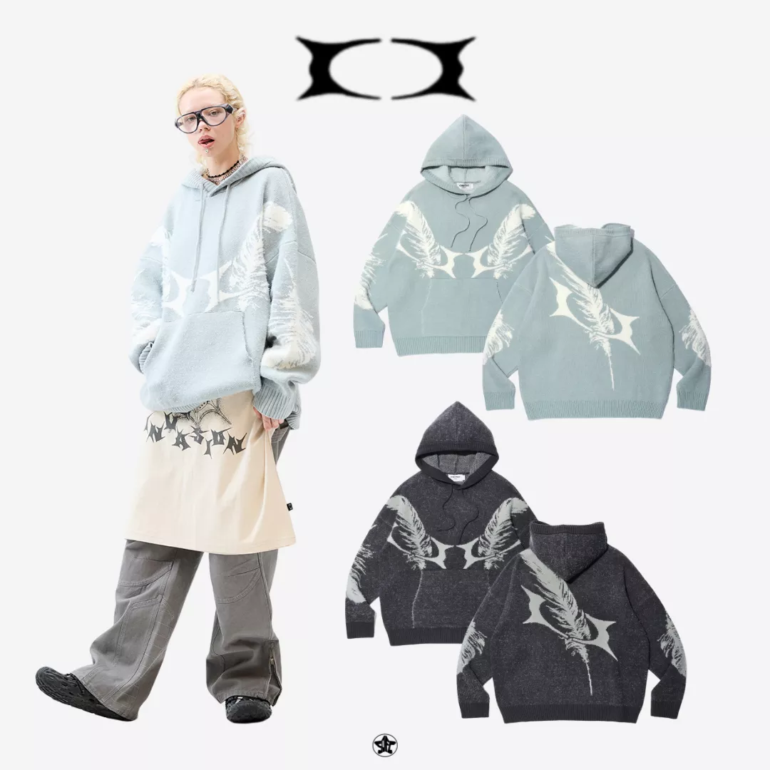 CRITIC FEATHER WORMHOLE HOODIE KNIT