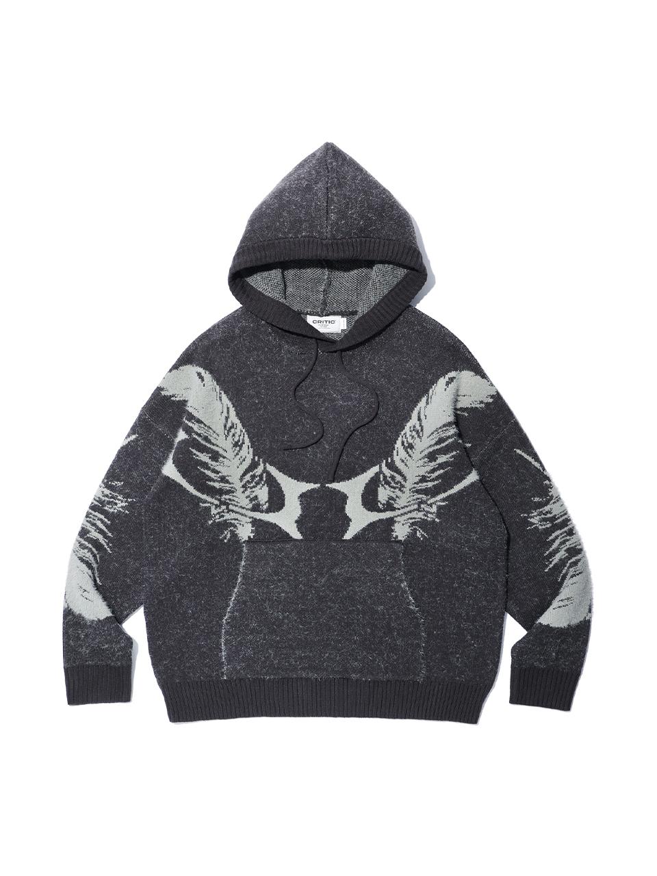 CRITIC FEATHER WORMHOLE HOODIE KNIT