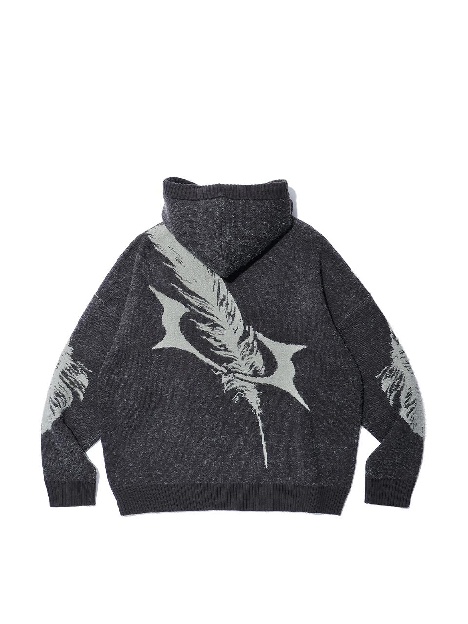 CRITIC FEATHER WORMHOLE HOODIE KNIT