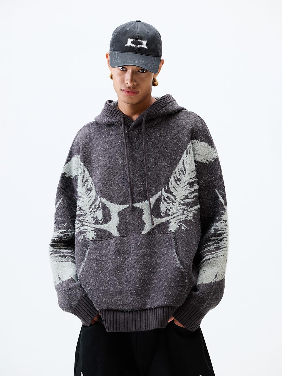 CRITIC FEATHER WORMHOLE HOODIE KNIT