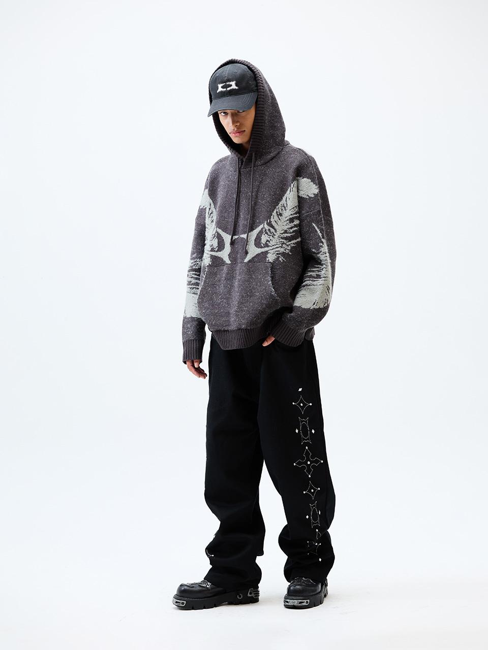 CRITIC FEATHER WORMHOLE HOODIE KNIT