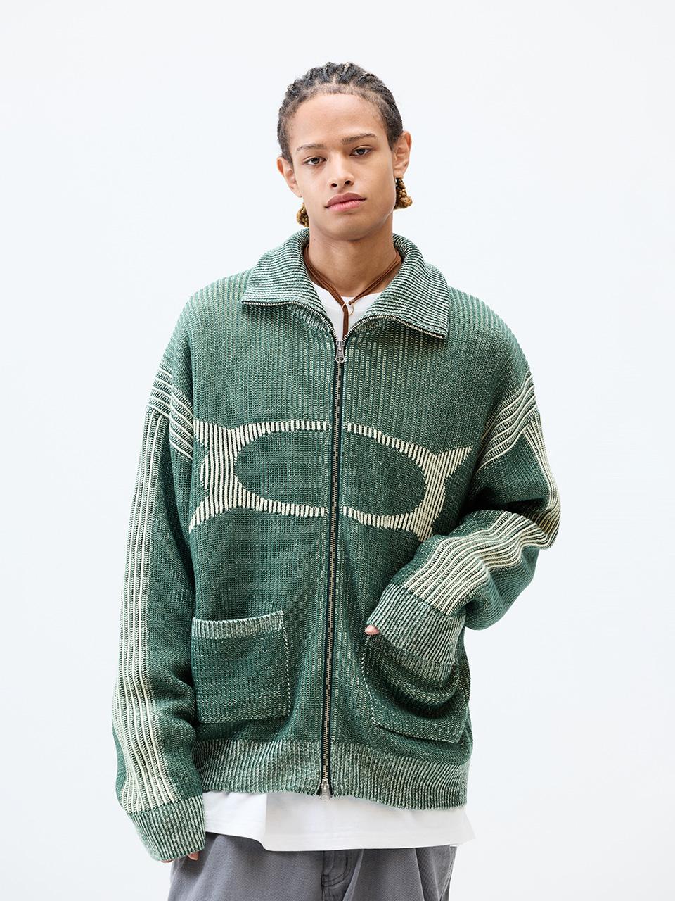 CRITIC WORMHOLE HIGH NECK KNIT ZIP UP