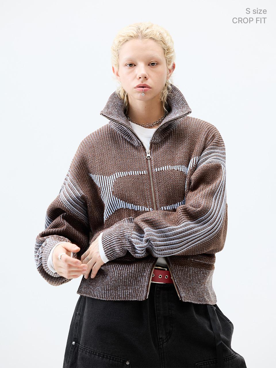 CRITIC WORMHOLE HIGH NECK KNIT ZIP UP