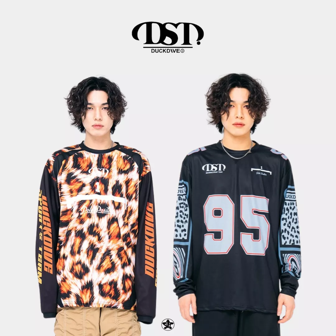 DUCKDIVE Leopard printmesh jersey long sleeve