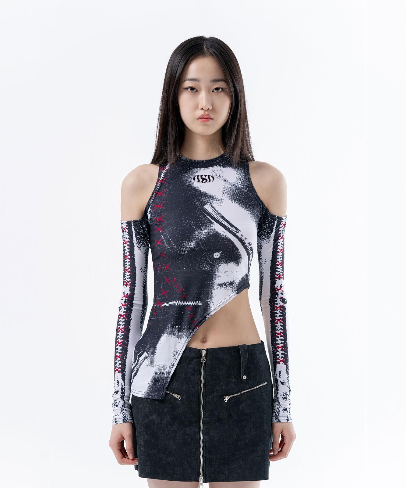 DUCKDIVE Boxer cutout Zipper print long sleeve